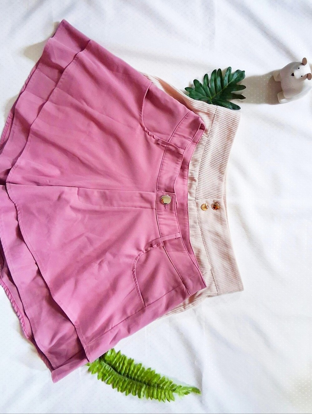High-waist Rose Pink & Cream Pull-on Shorts Bundle